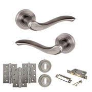 Atlantic Old English Warwick Door Handle Pack (3 Lever Lock Set - 2.5" CE Sashlock, 4" Fire Rated Hinges x3)