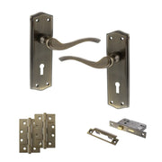 Atlantic Old English Warwick Door Handle Pack (3 Lever Lock Set - 2.5" CE Sashlock, 4" Slim Knuckle Hinges x2)