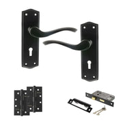 Atlantic Old English Warwick Door Handle Pack (3 Lever Lock Set - 2.5" CE Sashlock, 4" Slim Knuckle Hinges x2)