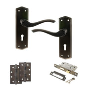 Atlantic Old English Warwick Door Handle Pack (3 Lever Lock Set - 2.5" CE Sashlock, 4" Slim Knuckle Hinges x2)
