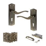 Atlantic Old English Warwick Door Handle Pack (3 Lever Lock Set - 3" CE Sashlock, 3" Fire Rated Hinges x3)
