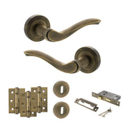 Atlantic Old English Warwick Door Handle Pack (3 Lever Lock Set - 3" CE Sashlock, 3" Fire Rated Hinges x3)