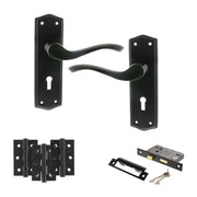 Atlantic Old English Warwick Door Handle Pack (3 Lever Lock Set - 3" CE Sashlock, 3" Fire Rated Hinges x3)