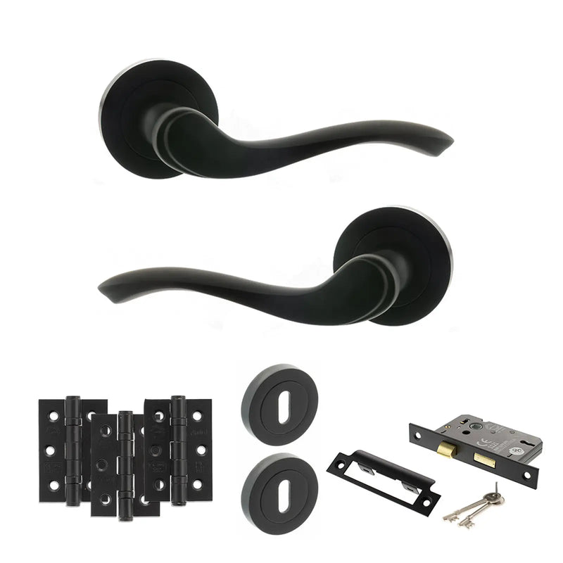 Atlantic Old English Warwick Door Handle Pack (3 Lever Lock Set - 3" CE Sashlock, 3" Fire Rated Hinges x3)