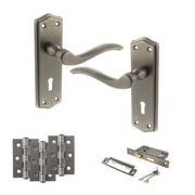 Atlantic Old English Warwick Door Handle Pack (3 Lever Lock Set - 3" CE Sashlock, 3" Fire Rated Hinges x3)