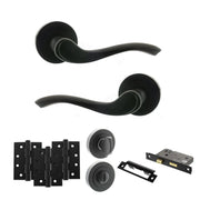 Atlantic Old English Warwick Door Handle Pack (Bathroom Set - 2.5" CE Bathroom Lock, 4" Fire Rated Hinges x3)