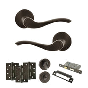 Atlantic Old English Warwick Door Handle Pack (Bathroom Set - 2.5" CE Bathroom Lock, 4" Fire Rated Hinges x3)