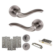 Atlantic Old English Warwick Door Handle Pack (Bathroom Set - 3" CE Bathroom Lock, 4" Fire Rated Hinges x3)