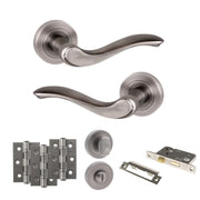 Atlantic Old English Warwick Door Handle Pack (Bathroom Set - 3" CE Bathroom Lock, 3" Fire Rated Hinges x3)