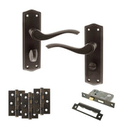 Atlantic Old English Warwick Door Handle Pack (Bathroom Set - 3" CE Bathroom Lock, 3" Fire Rated Hinges x3)