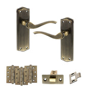 Atlantic Old English Warwick Door Handle Pack (Latch Set - 2.5" CE Latch, 4" Fire Rated Hinges x3)