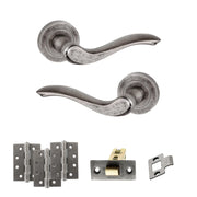 Atlantic Old English Warwick Door Handle Pack (Latch Set - 2.5" CE Latch, 4" Fire Rated Hinges x3)