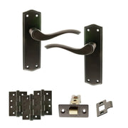 Atlantic Old English Warwick Door Handle Pack (Latch Set - 2.5" CE Latch, 4" Fire Rated Hinges x3)