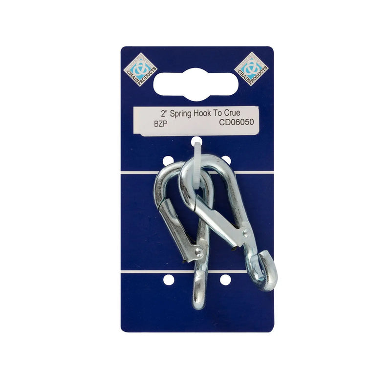 Chain Products Spring Hooks To Crue - Zinc Plated - Card of 2