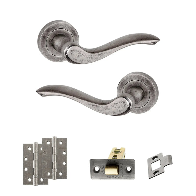 Atlantic Old English Warwick Door Handle Pack (Latch Set - 2.5" CE Latch, 4" Slim Knuckle Hinges x2)