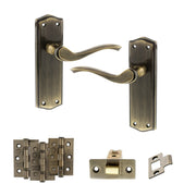 Atlantic Old English Warwick Door Handle Pack (Latch Set - 2.5" CE Latch, 3" Fire Rated Hinges x3)