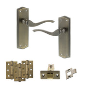 Atlantic Old English Warwick Door Handle Pack (Latch Set - 2.5" CE Latch, 3" Fire Rated Hinges x3)