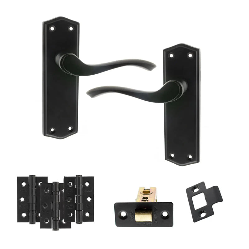 Atlantic Old English Warwick Door Handle Pack (Latch Set - 2.5" CE Latch, 3" Fire Rated Hinges x3)