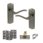 Atlantic Old English Warwick Door Handle Pack (Latch Set - 2.5" CE Latch, 3" Fire Rated Hinges x3)