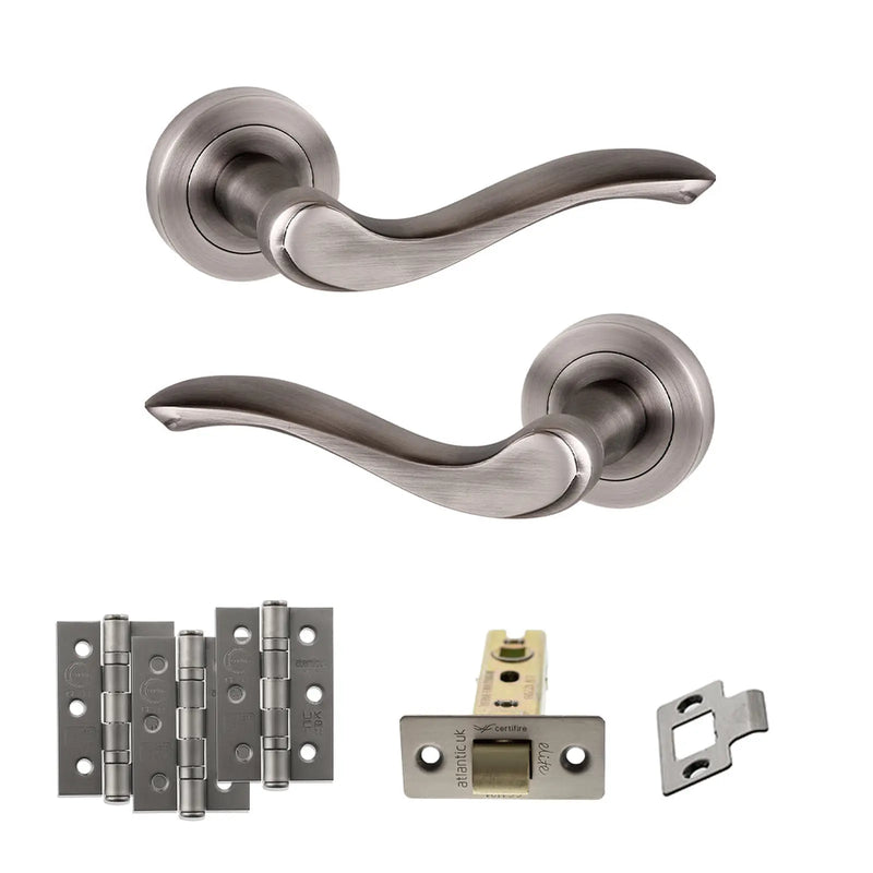 Atlantic Old English Warwick Door Handle Pack (Latch Set - 2.5" CE Latch, 3" Fire Rated Hinges x3)