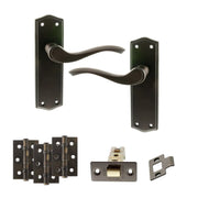 Atlantic Old English Warwick Door Handle Pack (Latch Set - 2.5" CE Latch, 3" Fire Rated Hinges x3)