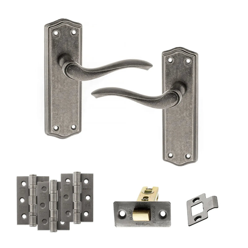 Atlantic Old English Warwick Door Handle Pack (Latch Set - 3" CE Latch, 3" Fire Rated Hinges x3)