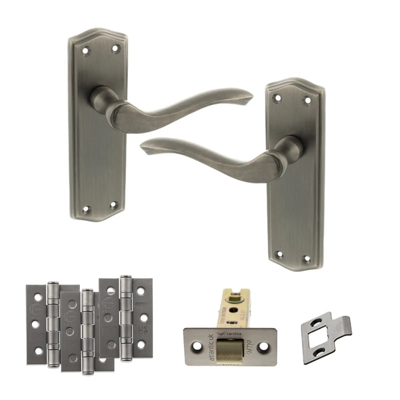 Atlantic Old English Warwick Door Handle Pack (Latch Set - 3" CE Latch, 3" Fire Rated Hinges x3)