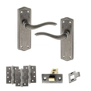 Atlantic Old English Warwick Door Handle Pack (Latch Set - 3" CE Latch, 4" Fire Rated Hinges x3)