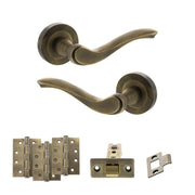 Atlantic Old English Warwick Door Handle Pack (Latch Set - 3" CE Latch, 4" Fire Rated Hinges x3)