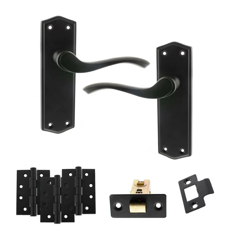Atlantic Old English Warwick Door Handle Pack (Latch Set - 3" CE Latch, 4" Fire Rated Hinges x3)