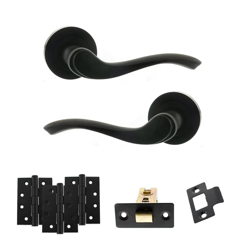 Atlantic Old English Warwick Door Handle Pack (Latch Set - 3" CE Latch, 4" Fire Rated Hinges x3)