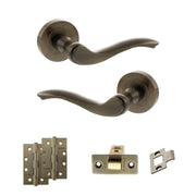 Atlantic Old English Warwick Door Handle Pack (Latch Set - 3" CE Latch, 4" Slim Knuckle Hinges x2)