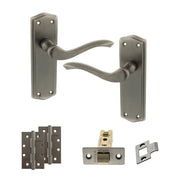 Atlantic Old English Warwick Door Handle Pack (Latch Set - 3" CE Latch, 4" Slim Knuckle Hinges x2)
