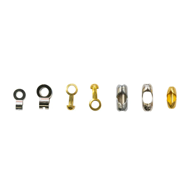 Chain Products Assorted Ball Chain Fittings - Nickel Plated - Card of 8