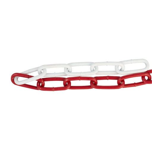 Chain Products Steel Barrier Chain 6 x 42 x 11mm - Red & White Plated - Per Metre