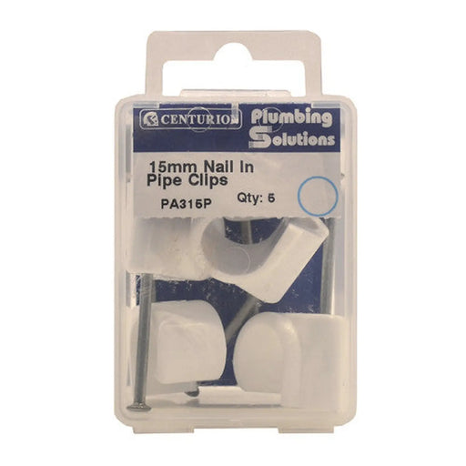 15mm Plastic Nail In Pipe Clips (Pack of 5)