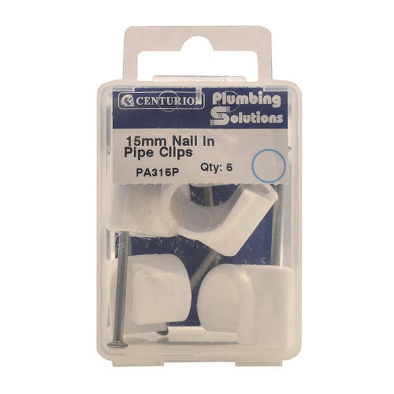 15mm Plastic Nail In Pipe Clips (Pack of 5)