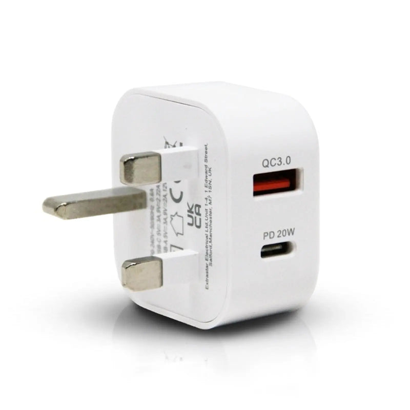 Extrastar USB + Type C Home Plug Charger White
