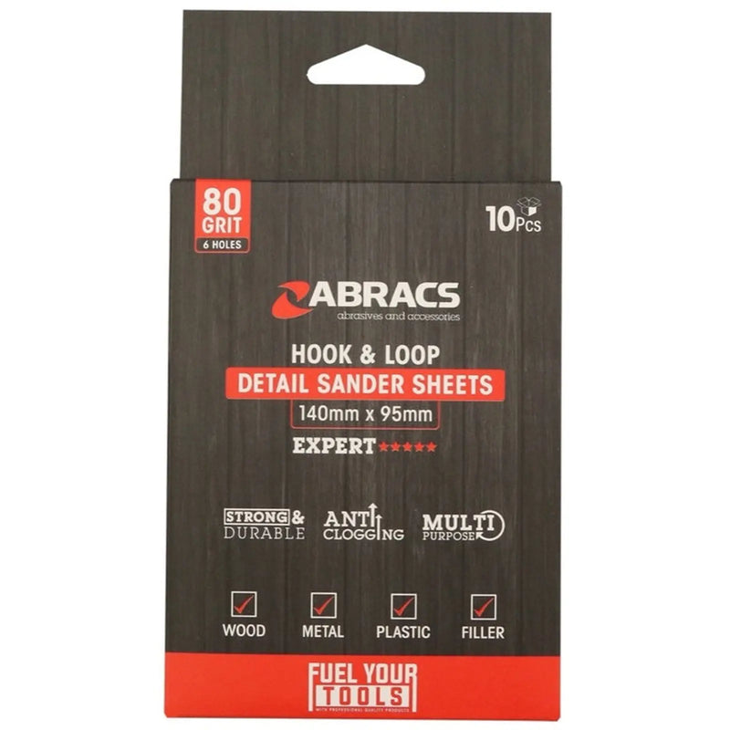 Abracs Hook & Loop Detail Sanding Sheets 95x145 80g Medium