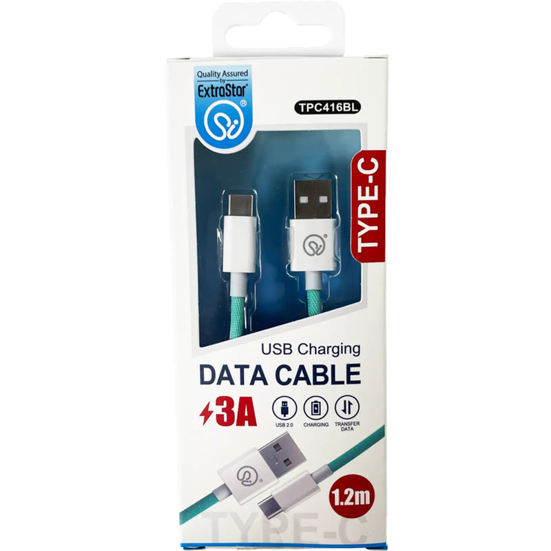 Extrastar Type C Charging Data Cable 1.2m Blue