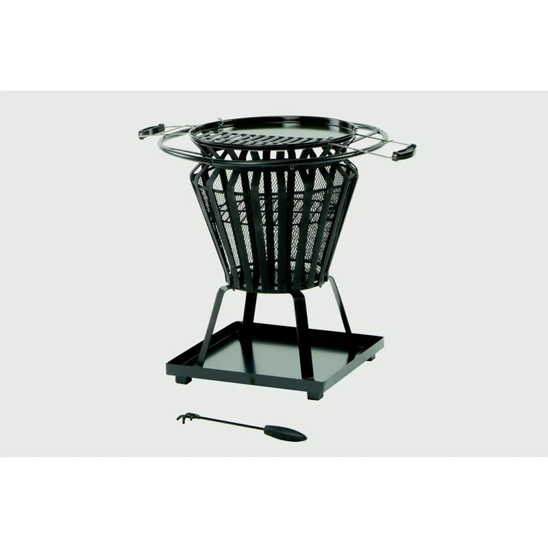 Lifestyle Signa Steel Basket With Fire Pit BBQ Black steel basket frame work