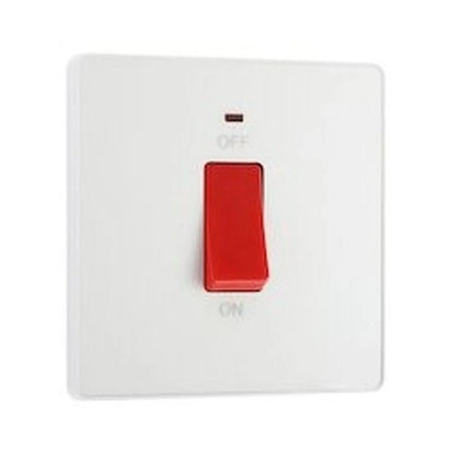 BG 45a Double Pole Square Plastic Cooker Switch With LED Pearlescent White