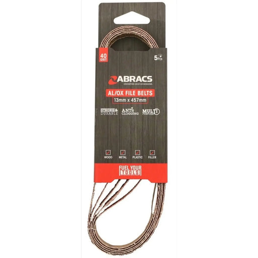Abracs AL/OX File Belts 13mm x 457mm Pack 5 40 Grit
