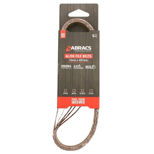 Abracs AL/OX File Belts 13mm x 457mm Pack 5 80 Grit