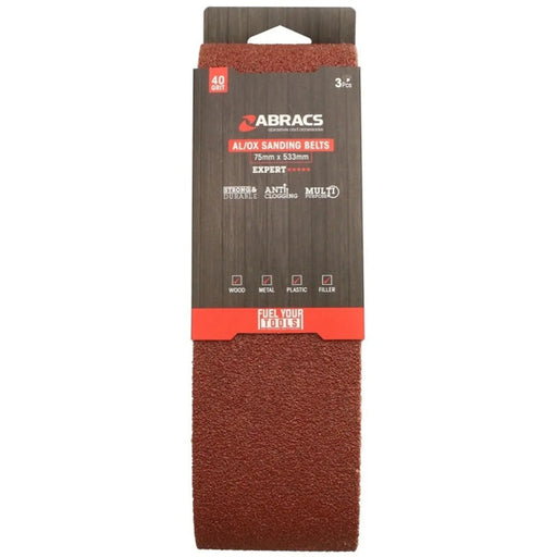 Abracs AL/OX Sanding Belt 75mm x 533mm 40 Grit