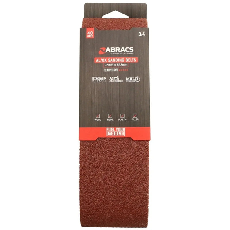 Abracs AL/OX Sanding Belt 75mm x 533mm 40 Grit