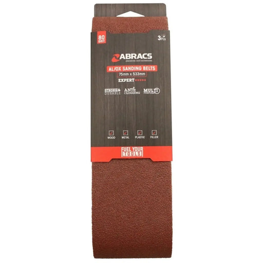 Abracs AL/OX Sanding Belt 75mm x 533mm 80 Grit