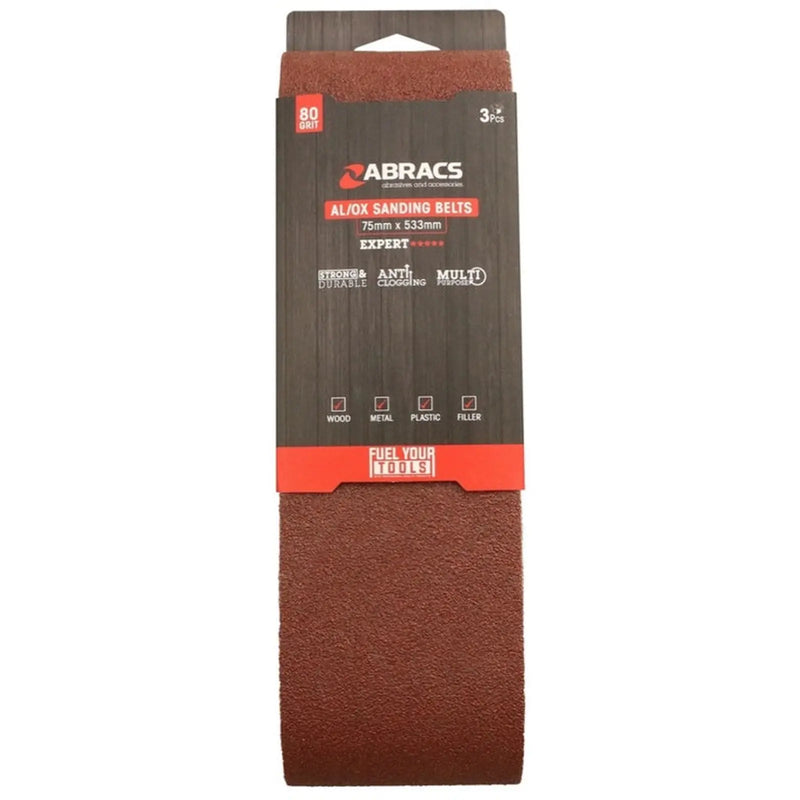 Abracs AL/OX Sanding Belt 75mm x 533mm 80 Grit