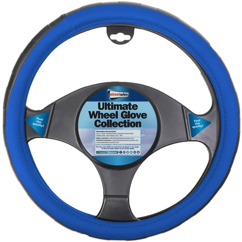 Streetwize Steering Wheel Glove Black/Blue - Sports Grip