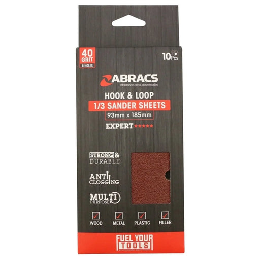 Abracs Orbital Hook & Loop Sander Sheets 93 x 185mm 40g